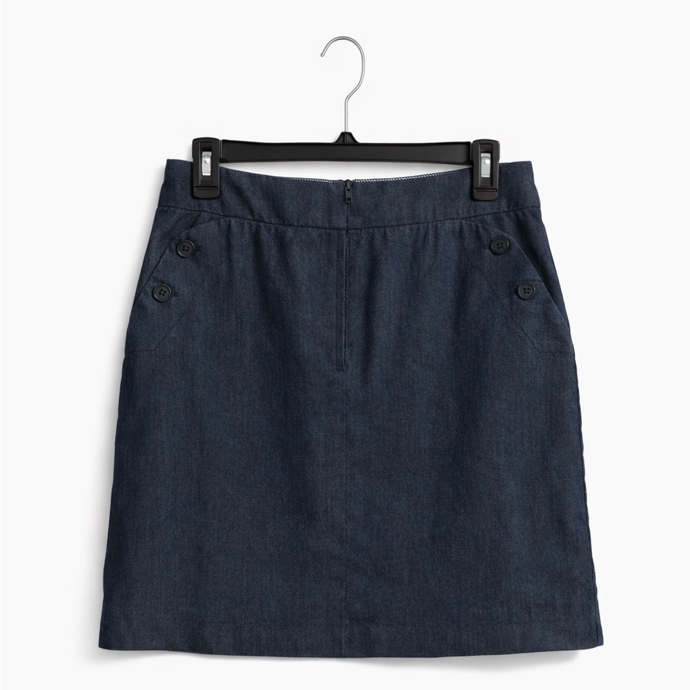 Darjoni Navy Mini Skirt Size 6 Button Pocket Stretch Preppy Classic